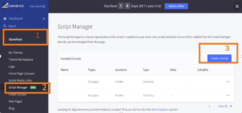 Installing the EqualWeb accessibility widget on BigCommerce - step screenshot 1