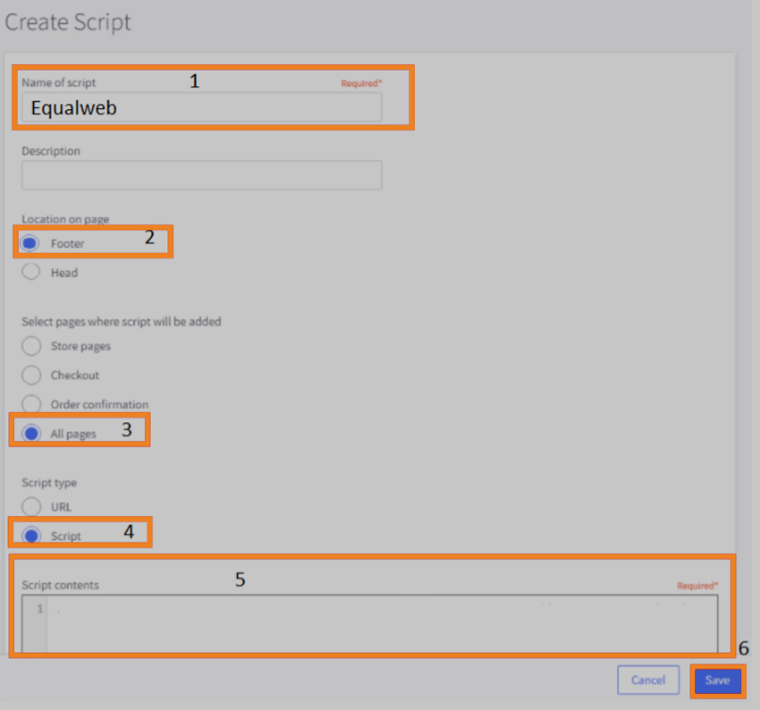 Installing the EqualWeb accessibility widget on BigCommerce - step screenshot 2