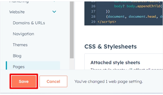 Installing the EqualWeb accessibility widget on HubSpot - step screenshot 4