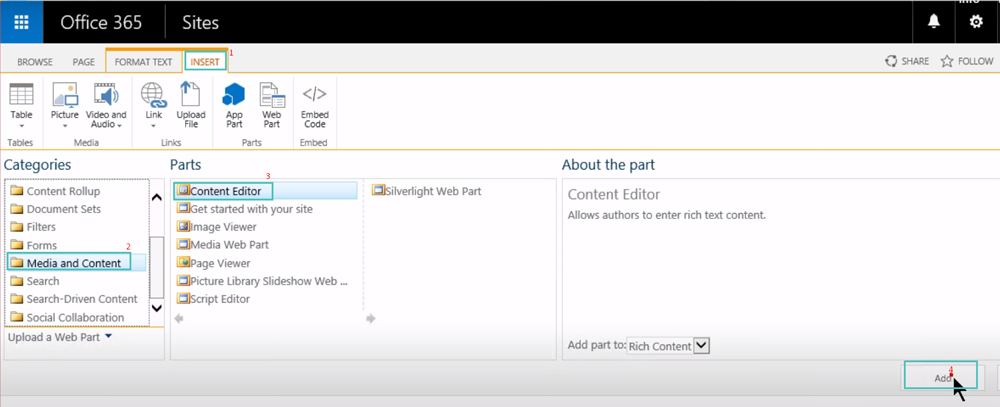 Installing the EqualWeb accessibility widget on SharePoint - step screenshot 1