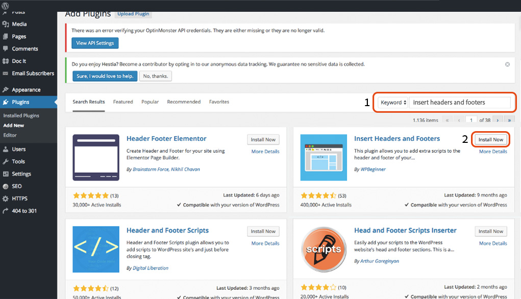 Installing the EqualWeb accessibility widget on WordPress - step screenshot 2